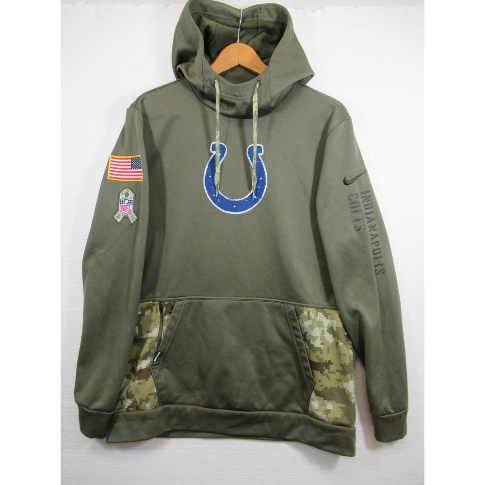Nike Indianapolis Colts Salute To Service Hoodie Sweatshirt Men L Green NFL Camo